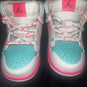 Jordan Kids' Teal and Pink Sneakers